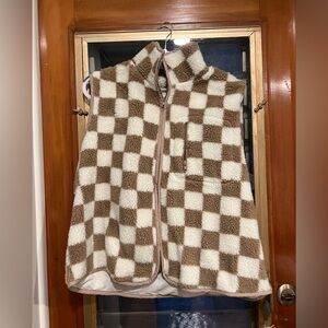 Checkered Sherpa Vest